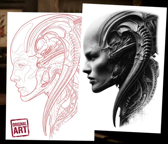 Biomechanical Tattoo Design