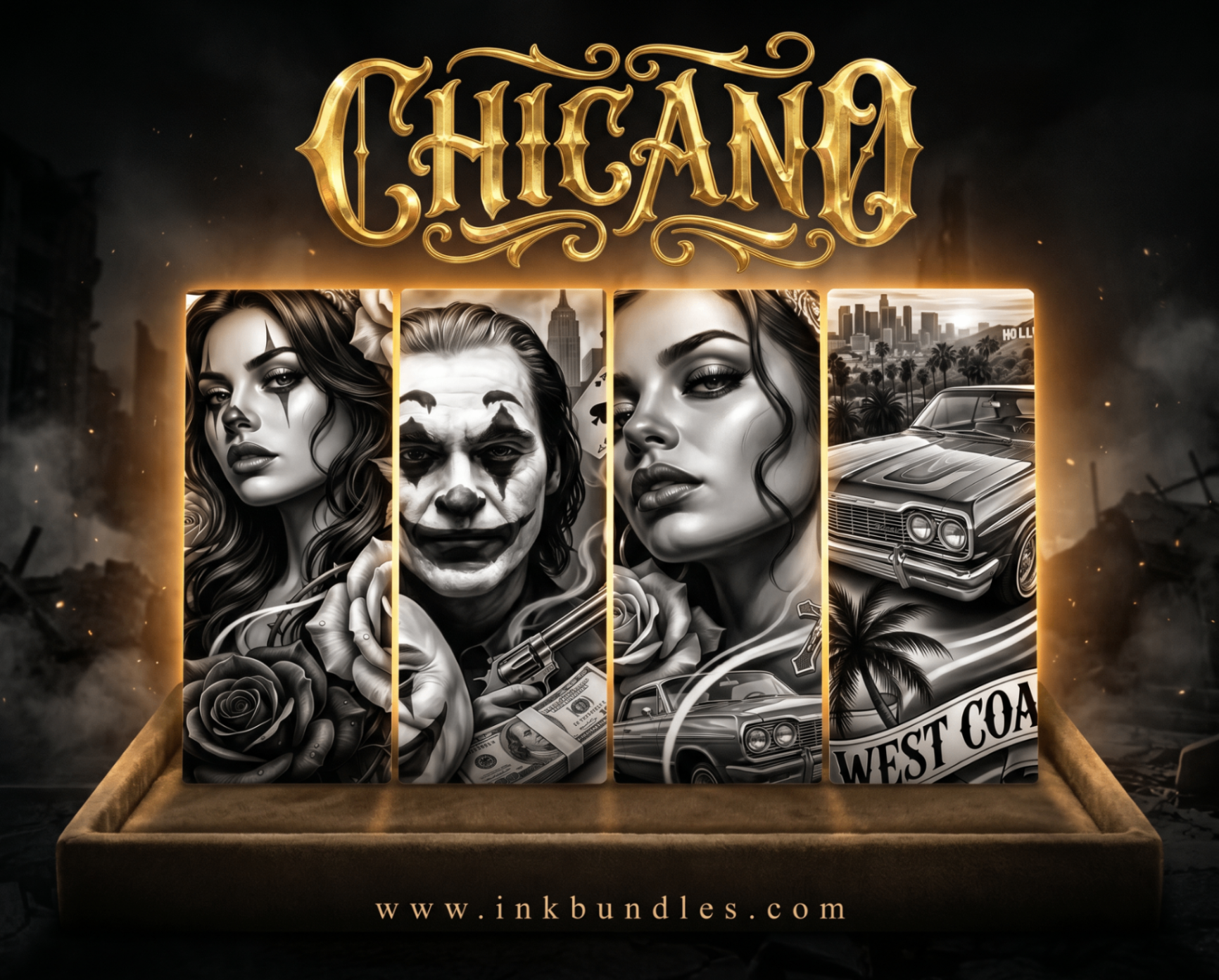 Chicano tattoo art collection — bold black and grey designs by Design Team Valhalla