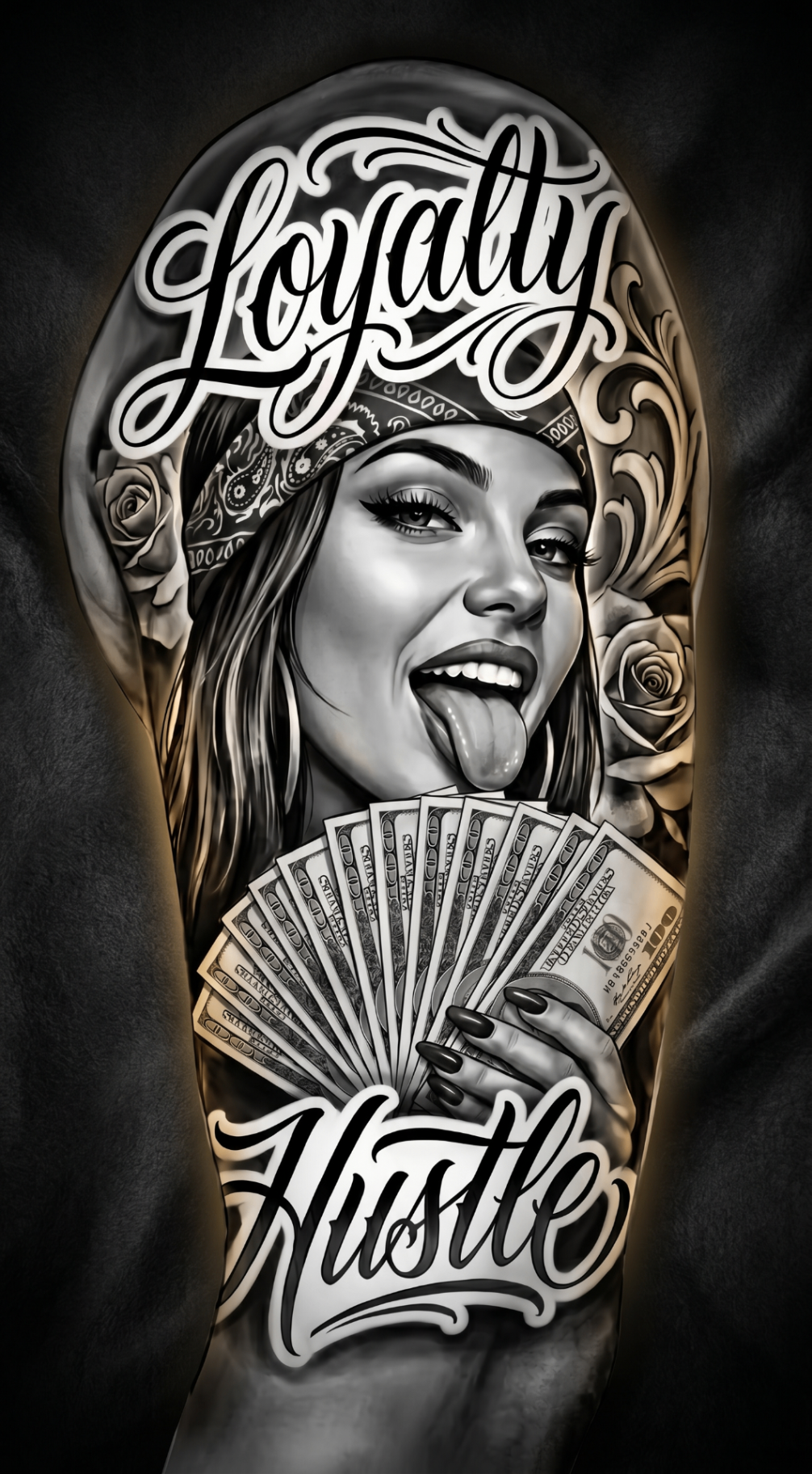 Loyalty Hustle — original black & grey sleeve design by Design Team Valhalla