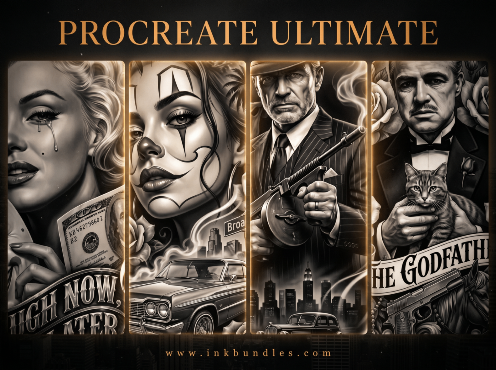 Procreate Ultimate tattoo brush collection showcase